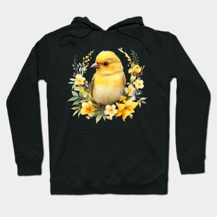 Cute Yellow Bird with Flowers Hoodie